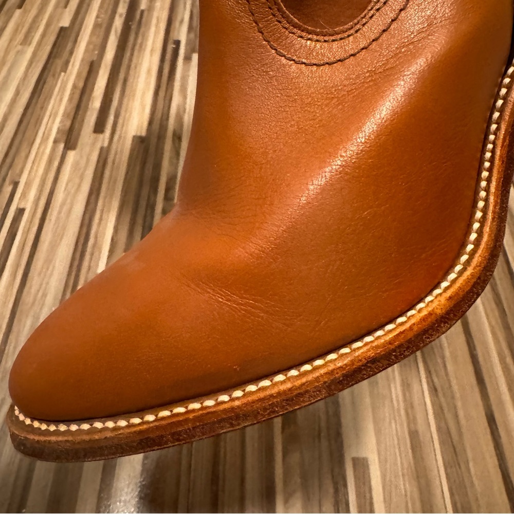 Frye Women's Tall Western Heeled Boots in Cognac Brown - Picture 11 of 14